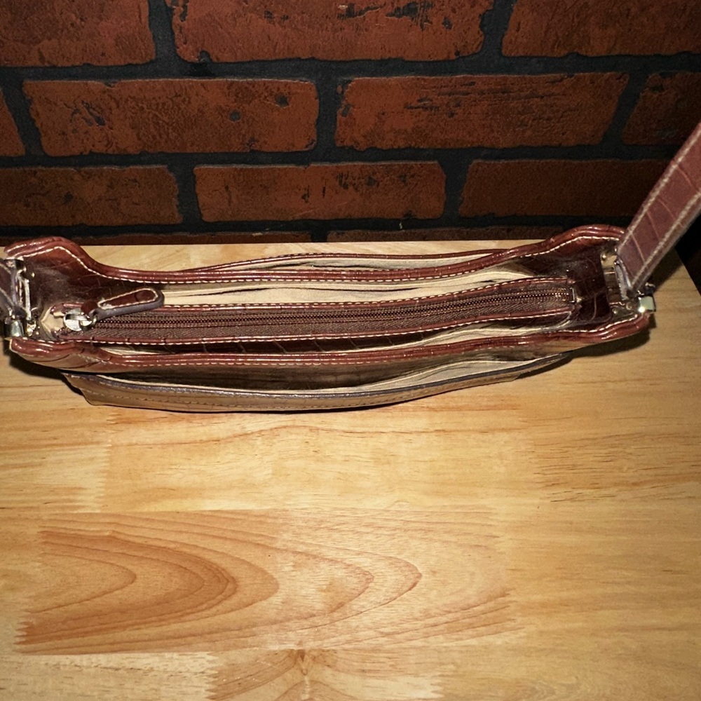 Y2K Chic Brown Crocodile-Pattern Shoulder Bag - image 5